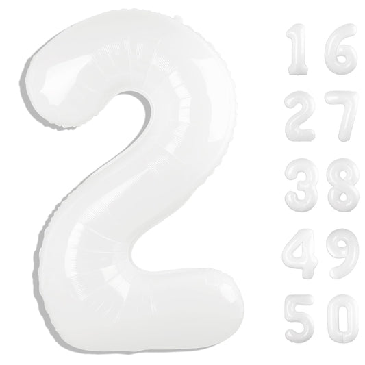 Kelfuoya 40 inch white number 2 balloon for a striking backdrop