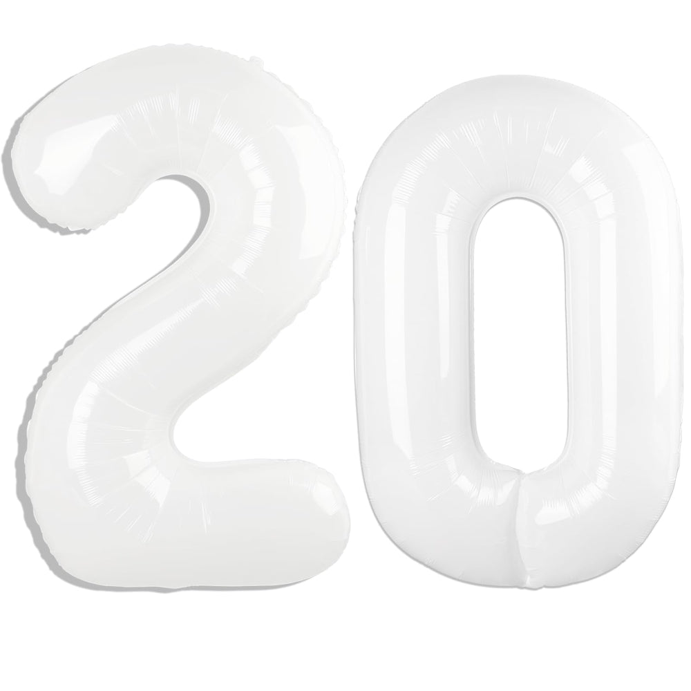 Kelfuoya 40 inch white number 20 balloon for bold birthday celebrations.