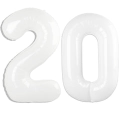 Kelfuoya 40 inch white number 20 balloon for bold birthday celebrations.