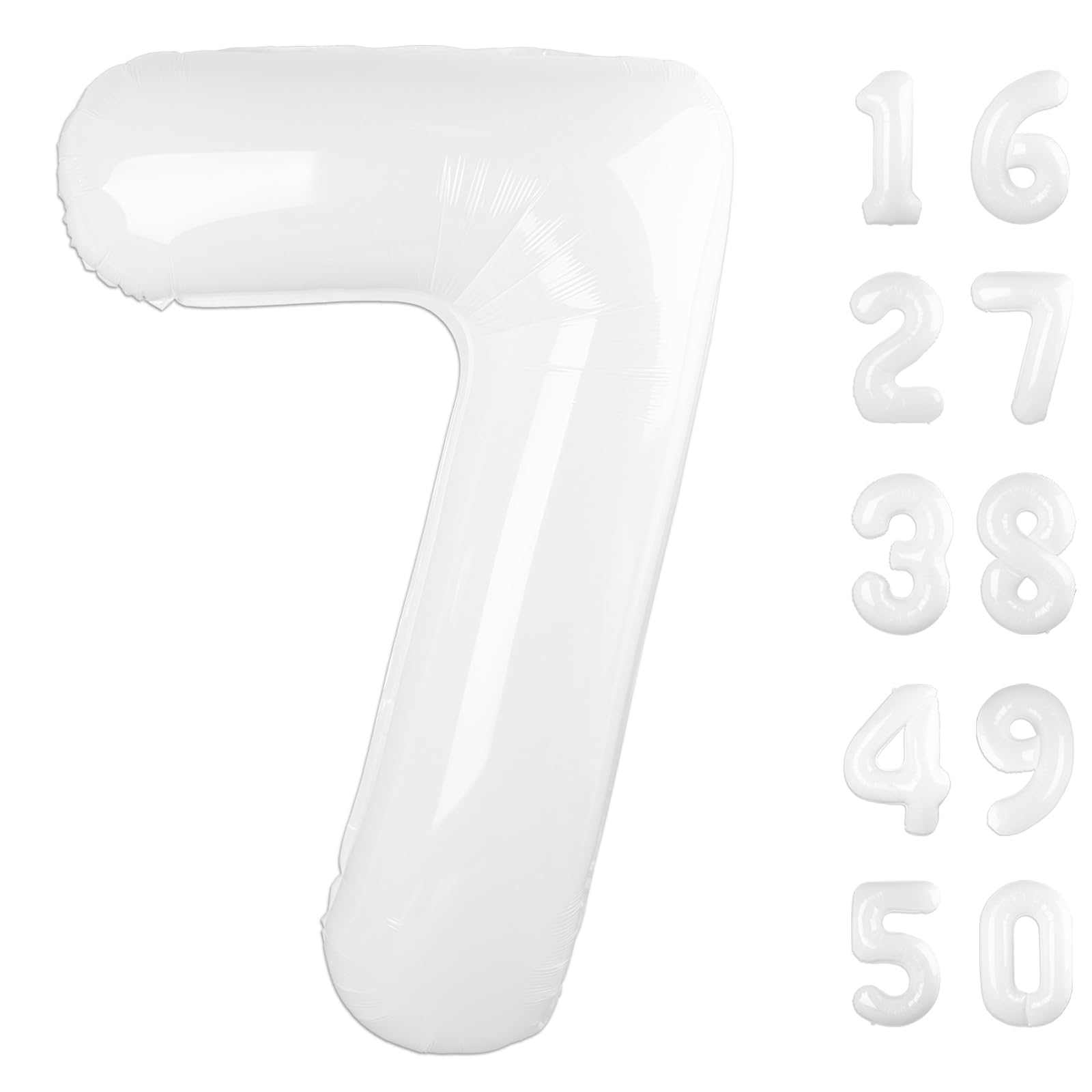 Kelfuoya 40-inch white number 7 foil balloon for milestone celebrations.