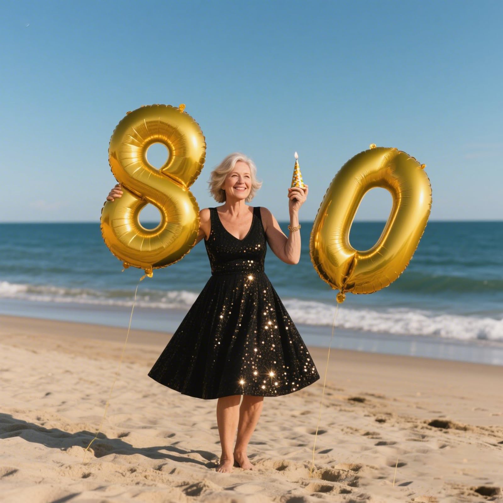 Kelfuoya 80th birthday foil balloon serves as a striking milestone centerpiece.