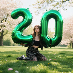 Kelfuoya birthday party green number balloon set for milestones