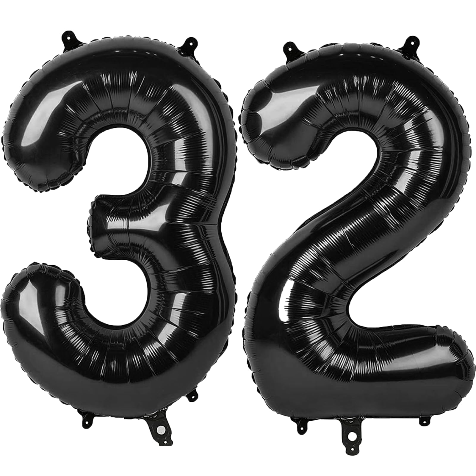 Kelfuoya black number 32 balloon, 40-inch foil for bold birthday decor.