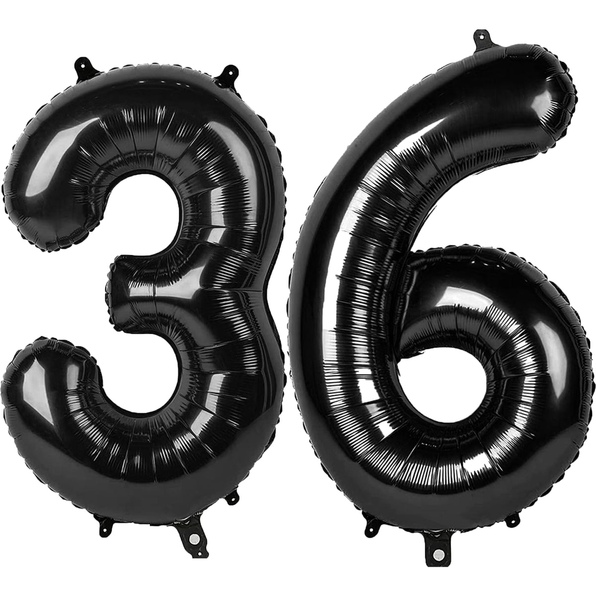 Kelfuoya black Number 36 balloon wall display for a dramatic party backdrop.