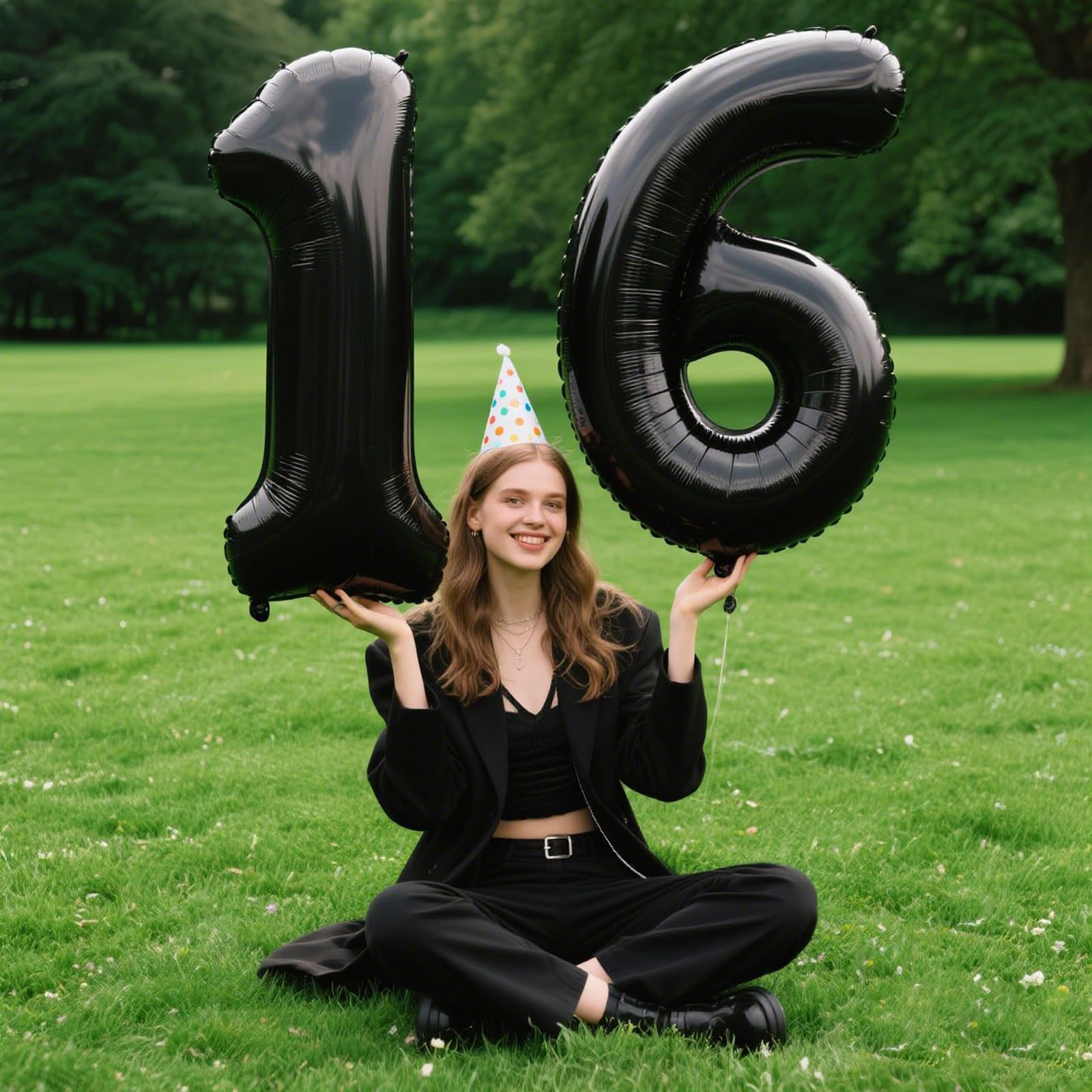 Kelfuoya black number 6 foil balloon pack for easy setup.