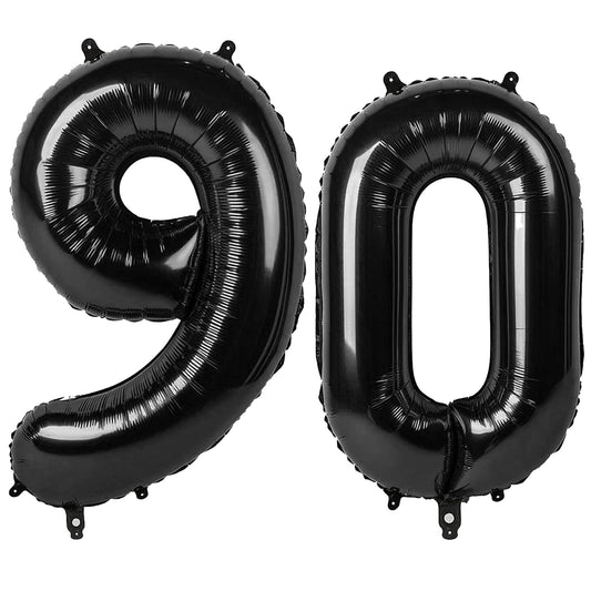 Kelfuoya black number 90 balloon 40 inch creates a dramatic 90th celebration backdrop.