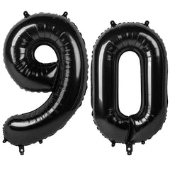 Kelfuoya black number 90 balloon 40 inch creates a dramatic 90th celebration backdrop.