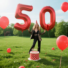 Kelfuoya blue 50-number balloon matches playful theme.
