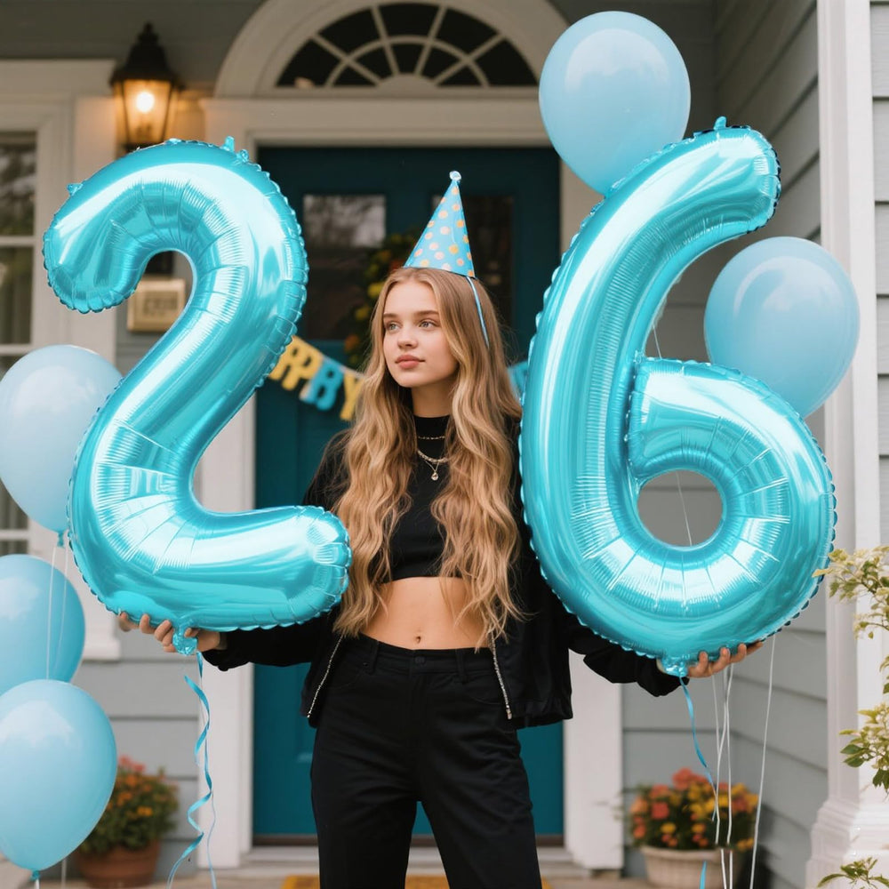 Kelfuoya light blue number-6 party decor for indoor or outdoor use.