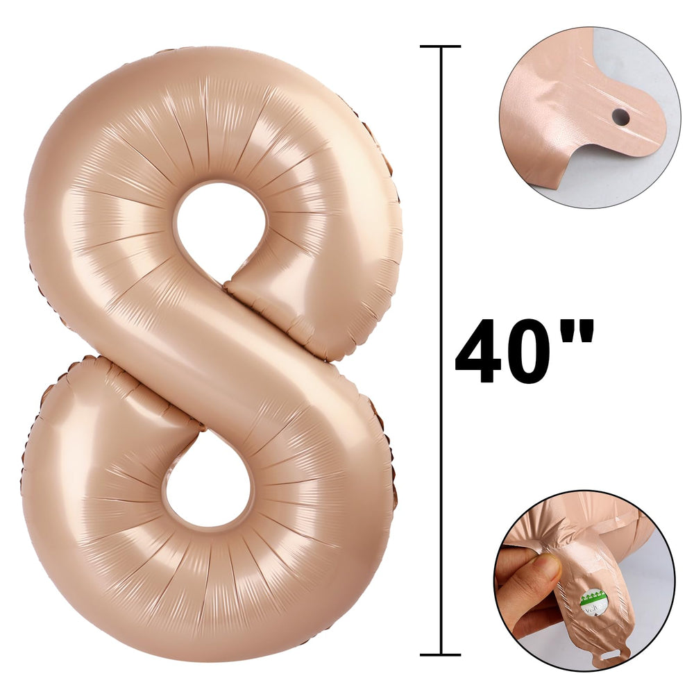 Kelfuoya 40-inch number 8 balloon inflates easily with straw for fast setup.