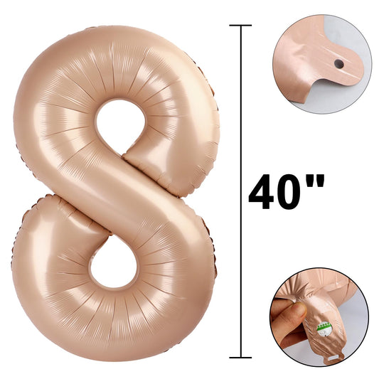Kelfuoya 40-inch number 8 balloon inflates easily with straw for fast setup.