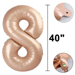 Kelfuoya 40-inch number 8 balloon inflates easily with straw for fast setup.