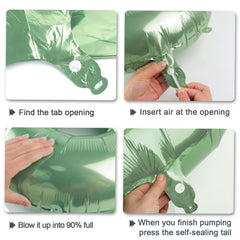 Kelfuoya closeup of olive green number 9 foil balloon shows durable foil material.