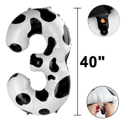Kelfuoya cow print 3 balloon inflated with included straw for easy setup