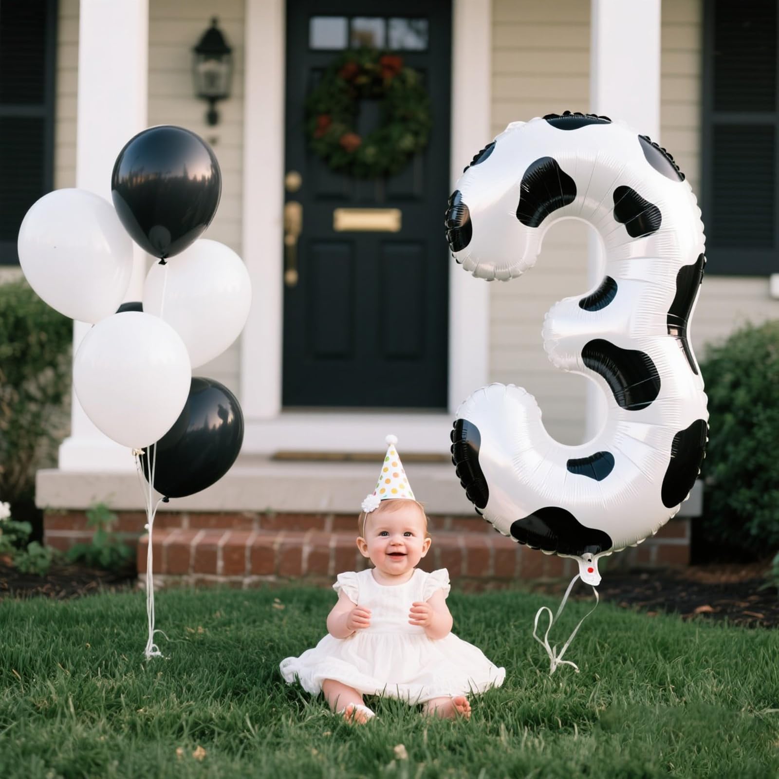 Kelfuoya cow print 3 balloon wall display as centerpiece