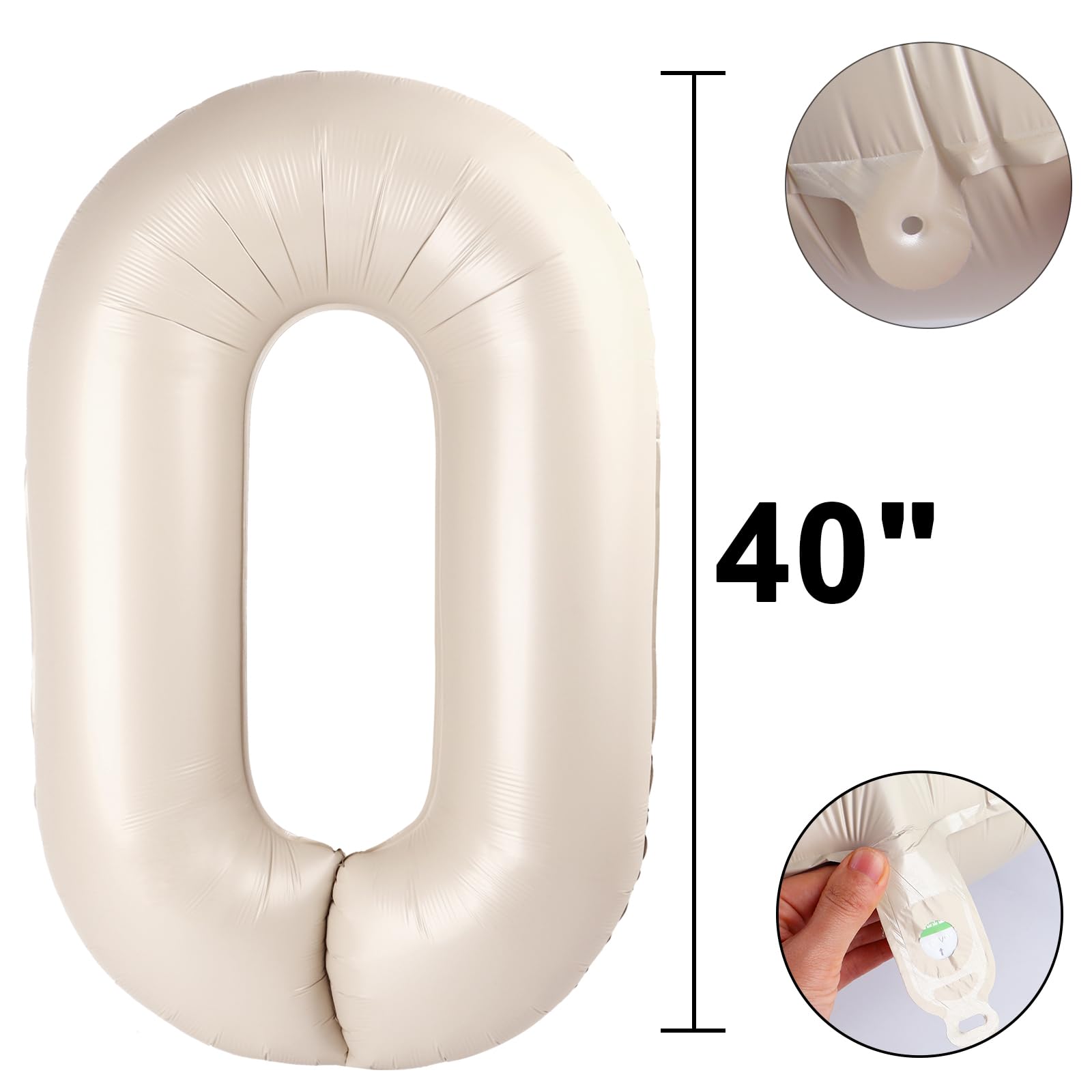 Kelfuoya cream foil 40-inch number 0 balloon creates dramatic photo backdrops