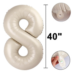 Kelfuoya cream foil number 8 giant balloon creates elegant backdrops.