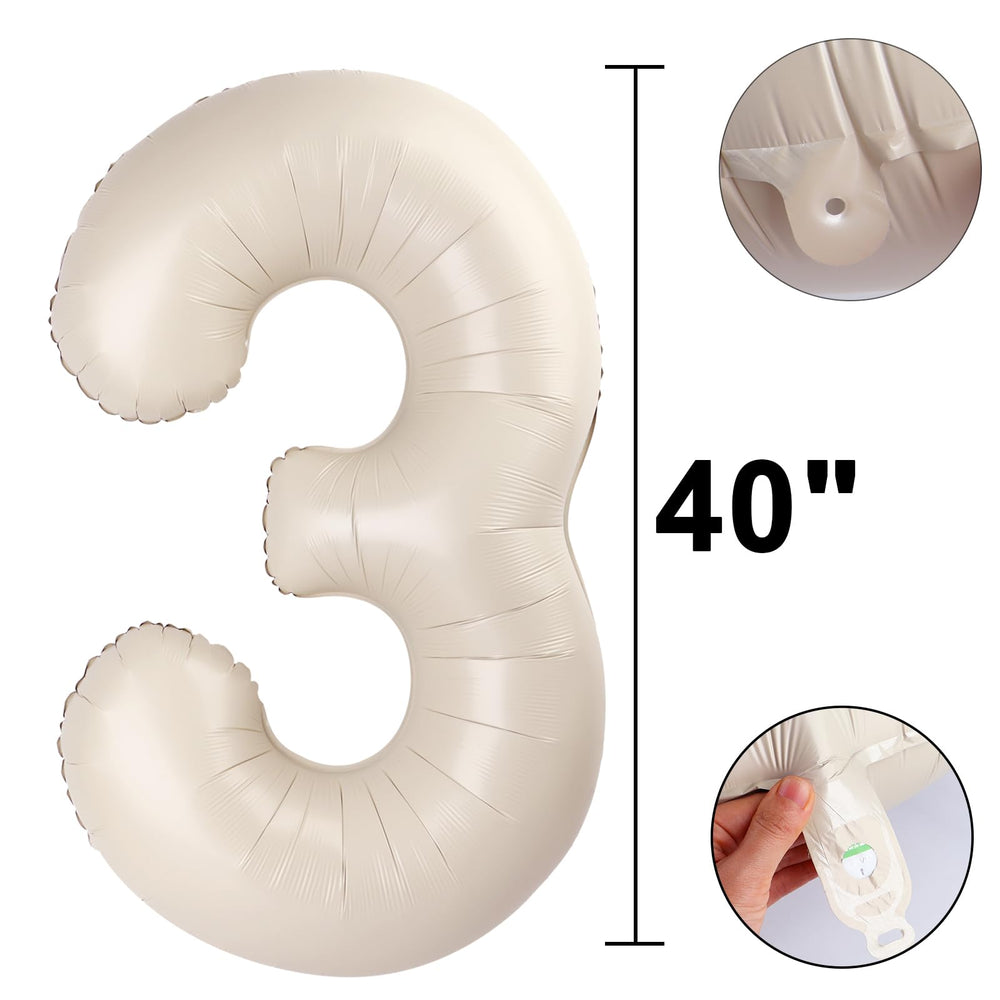 Kelfuoya cream number 3 giant balloon ideal for events and photo backdrops.