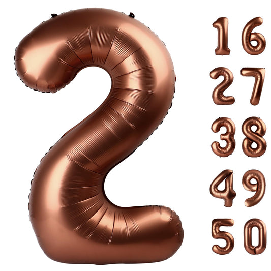 Kelfuoya dark brown 40-inch number 2 balloon adds bold birthday décor.
