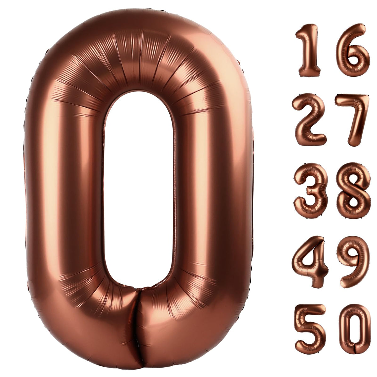 Kelfuoya 40-inch dark brown number 0 foil balloon ready for party decor that lasts.