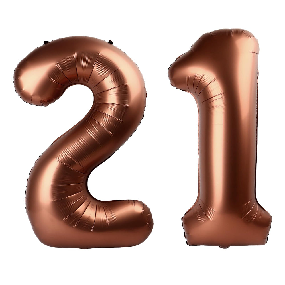 Kelfuoya dark brown 40 inch number 21 balloon creates a bold birthday centerpiece
