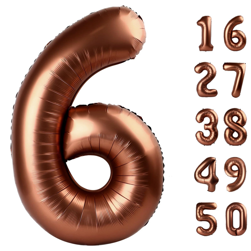Kelfuoya dark brown 40-inch number 6 balloon for birthdays