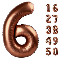 Kelfuoya dark brown 40-inch number 6 balloon for birthdays