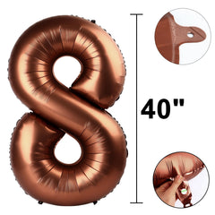 Kelfuoya close-up metallic finish dark brown foil number 8 balloon