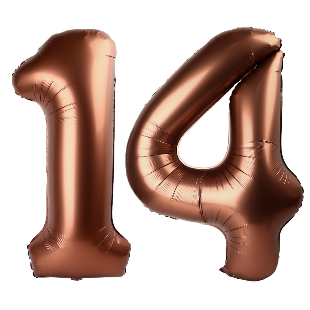 Kelfuoya dark brown 40-inch number 14 balloon, ideal as wall decor for birthdays