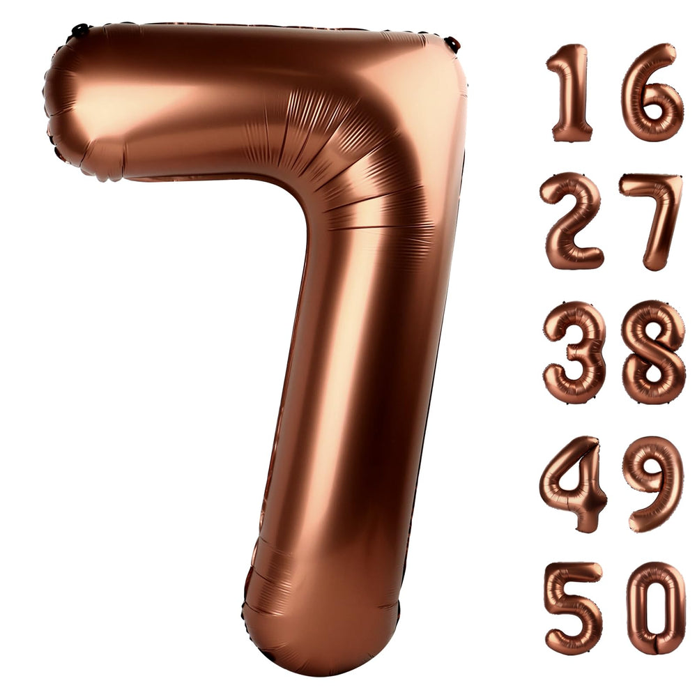 Kelfuoya dark brown 40-inch number 7 balloon creates bold birthday photo backdrops.