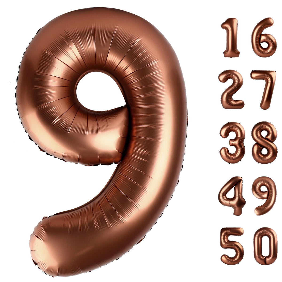 Kelfuoya dark brown number 9 balloon in a hero shot, ideal for stylish birthday decor.