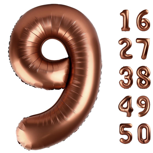 Kelfuoya dark brown number 9 balloon in a hero shot, ideal for stylish birthday decor.