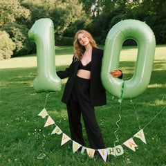 Kelfuoya digital number 0 balloon olive green for milestone celebrations