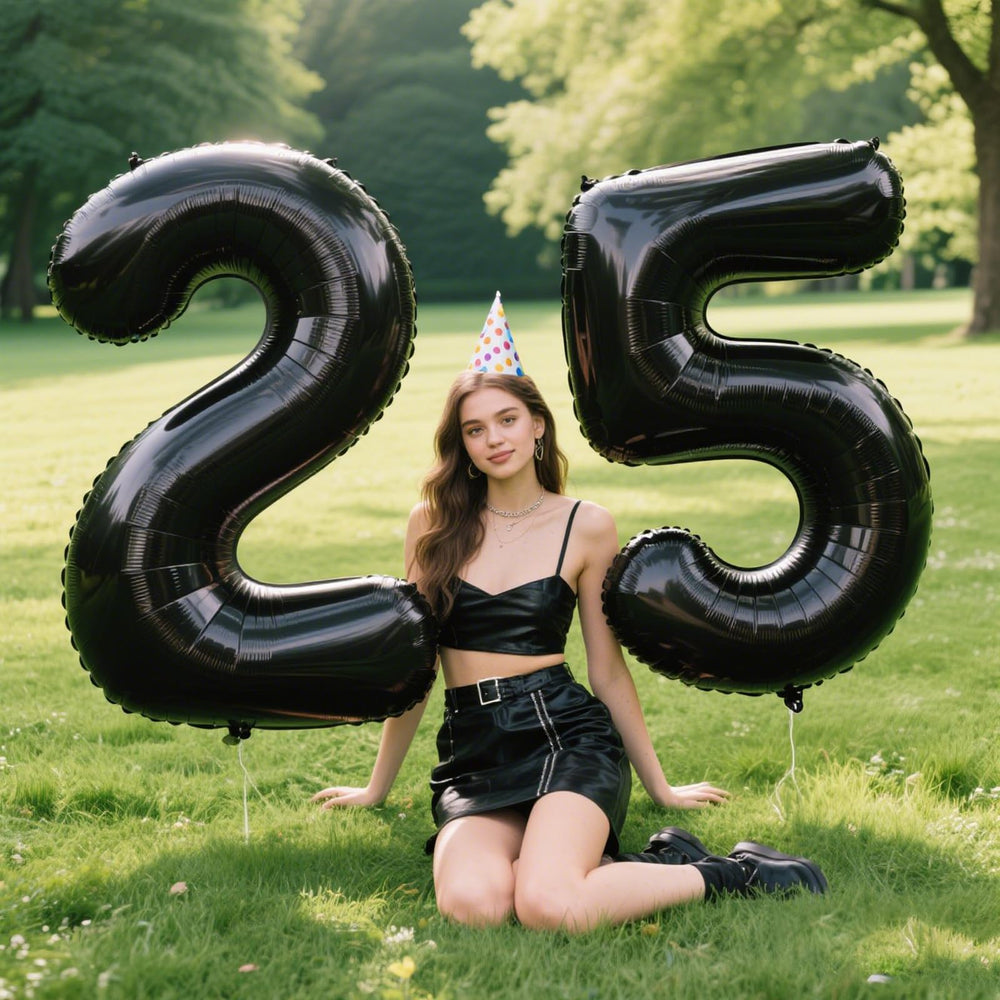Kelfuoya durable 40inch black number 5 foil balloon for long-lasting display
