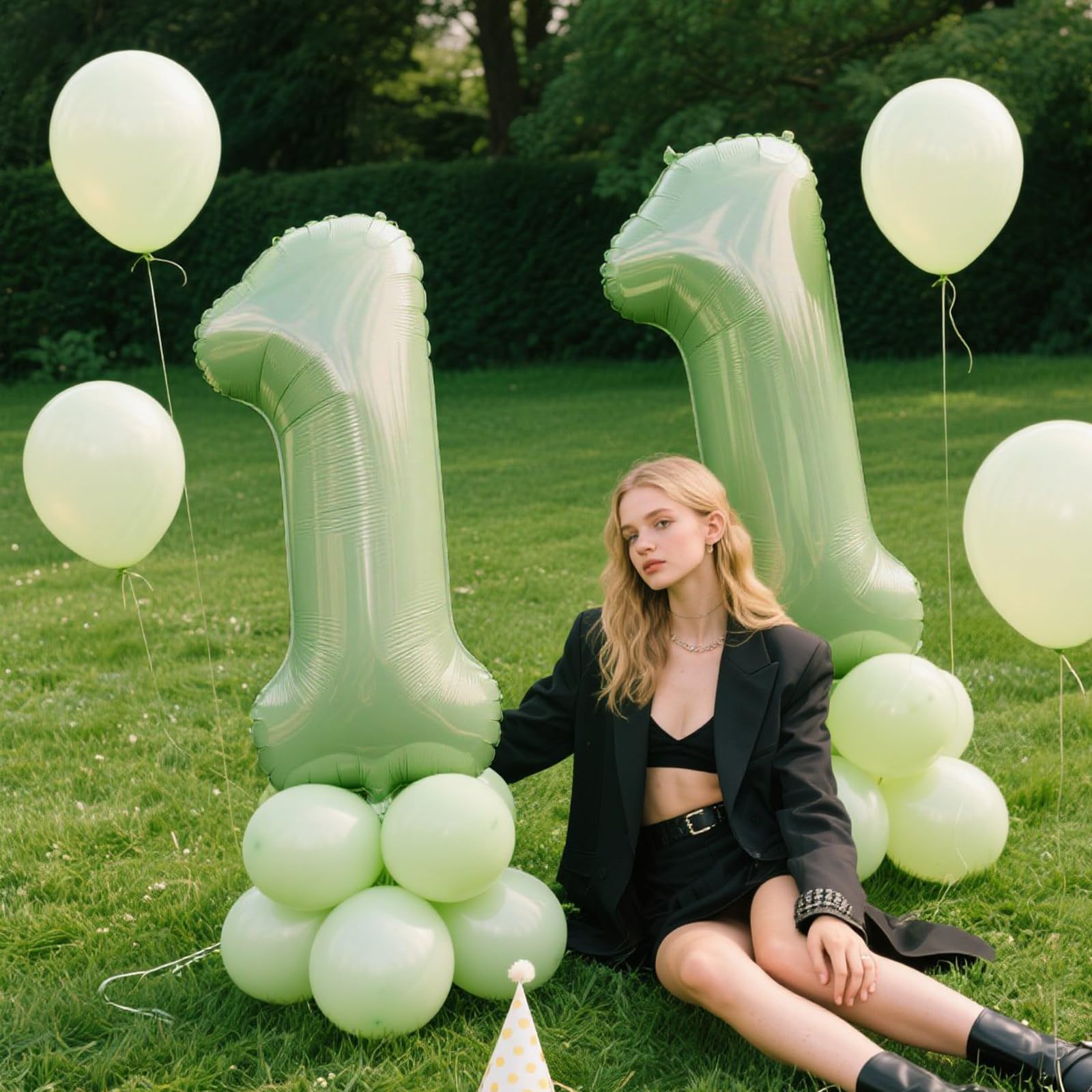 Kelfuoya foil balloon 40-inch olive-green adds elegant party decor and photo moments.