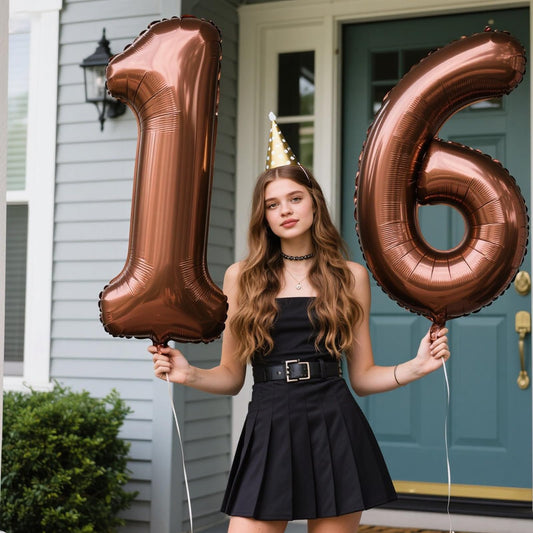 Kelfuoya foil 16 balloon wall decor adds milestone elegance.