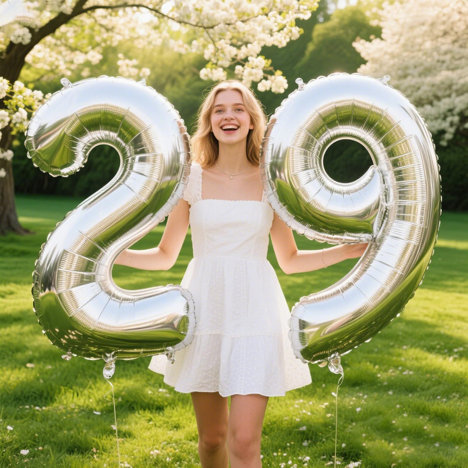 Kelfuoya foil number balloon 29 silver backdrop for elegant photos