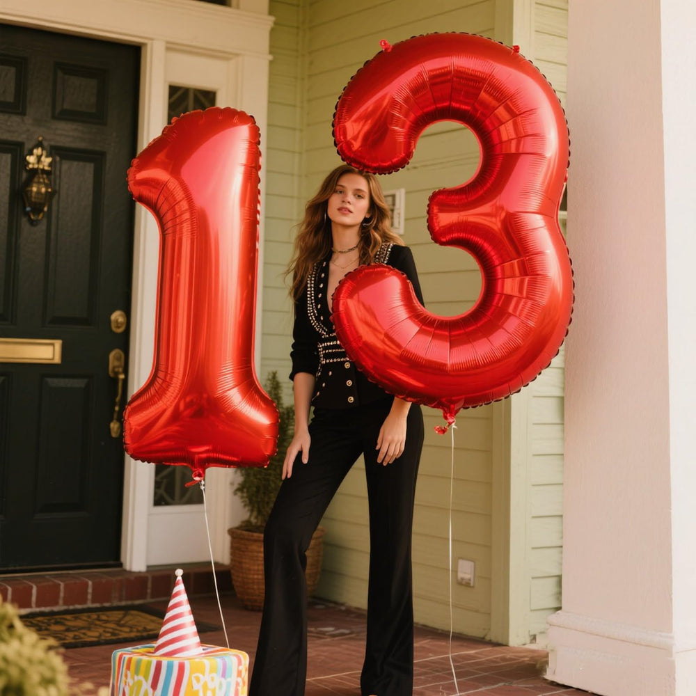 Kelfuoya foil number balloon set showing multiple colors for theme matching