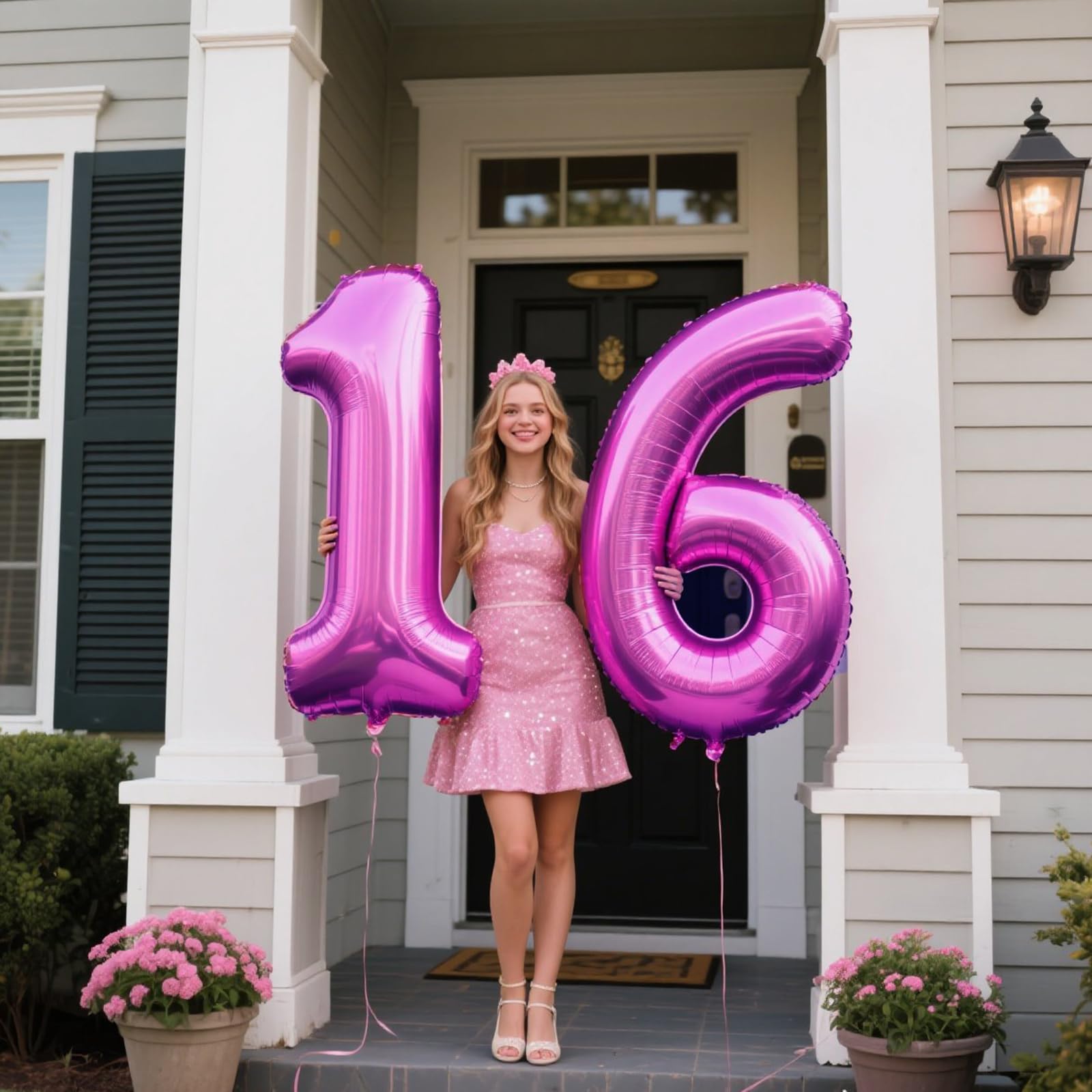 Kelfuoya giant 40-inch number balloon creates a dramatic backdrop for photo moments