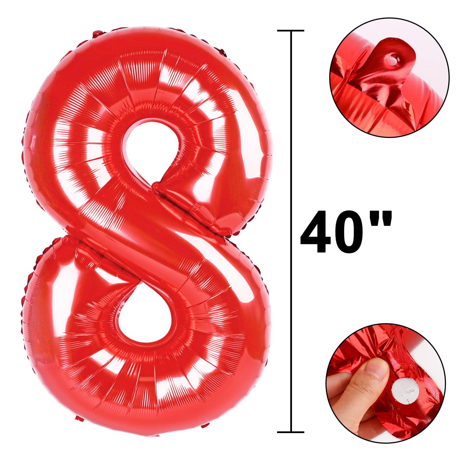 Kelfuoya giant 8-number balloon foiled 40-inch ideal for photo walls.