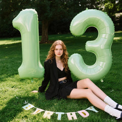 Kelfuoya giant foil number 3 balloon in olive green for impactful decor