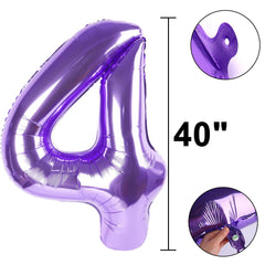 Kelfuoya giant purple foil number 4 balloon for dramatic decor