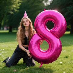 Kelfuoya giant foil number 8 balloon, 40-inch, ideal for anniversaries or milestone parties.