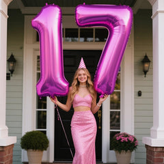 Kelfuoya giant foil number 17 balloon adds dramatic focal point to parties.