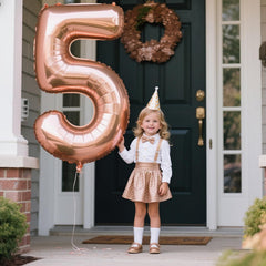 Kelfuoya giant foil number balloon 5 rose gold creates a bold statement