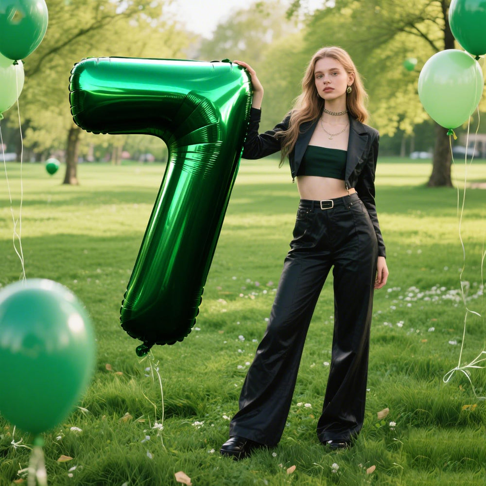 Kelfuoya giant green 7 balloon perfect for anniversaries and milestone parties