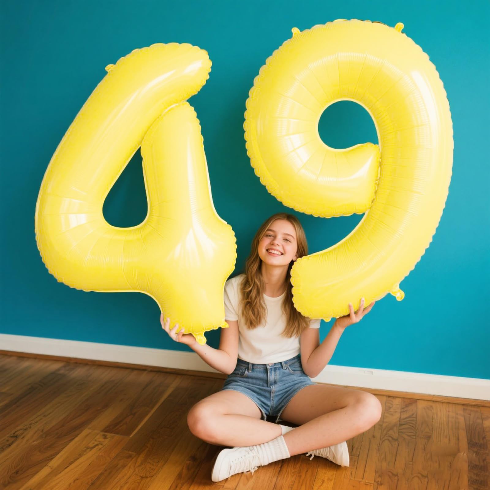 Kelfuoya giant foil number balloon setup as a striking backdrop