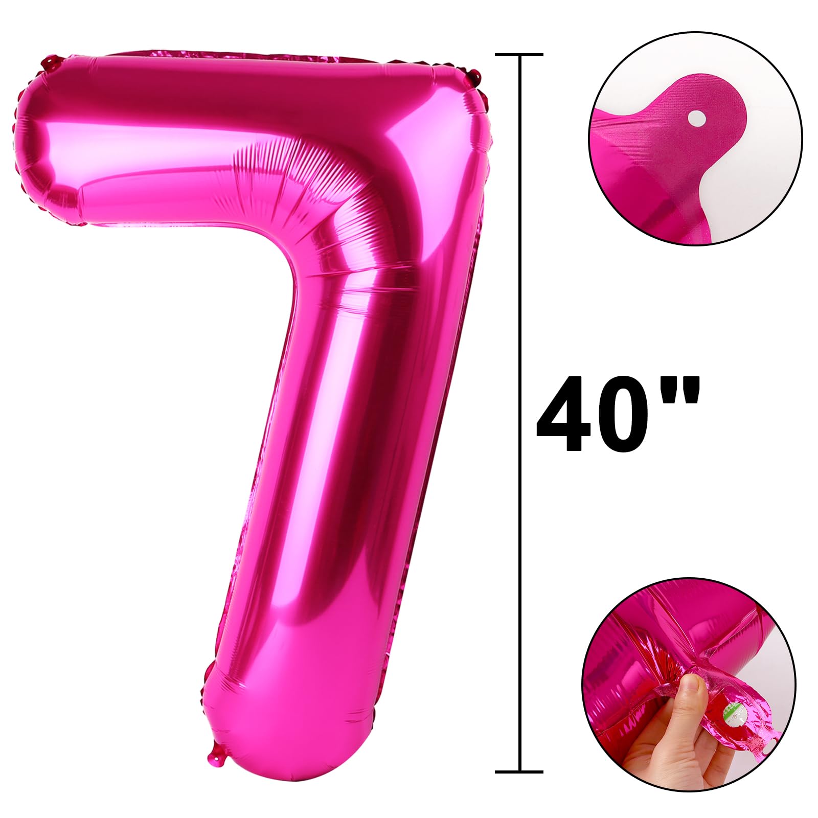 Kelfuoya giant hot pink number 7 balloon, bold centerpiece for celebrations.