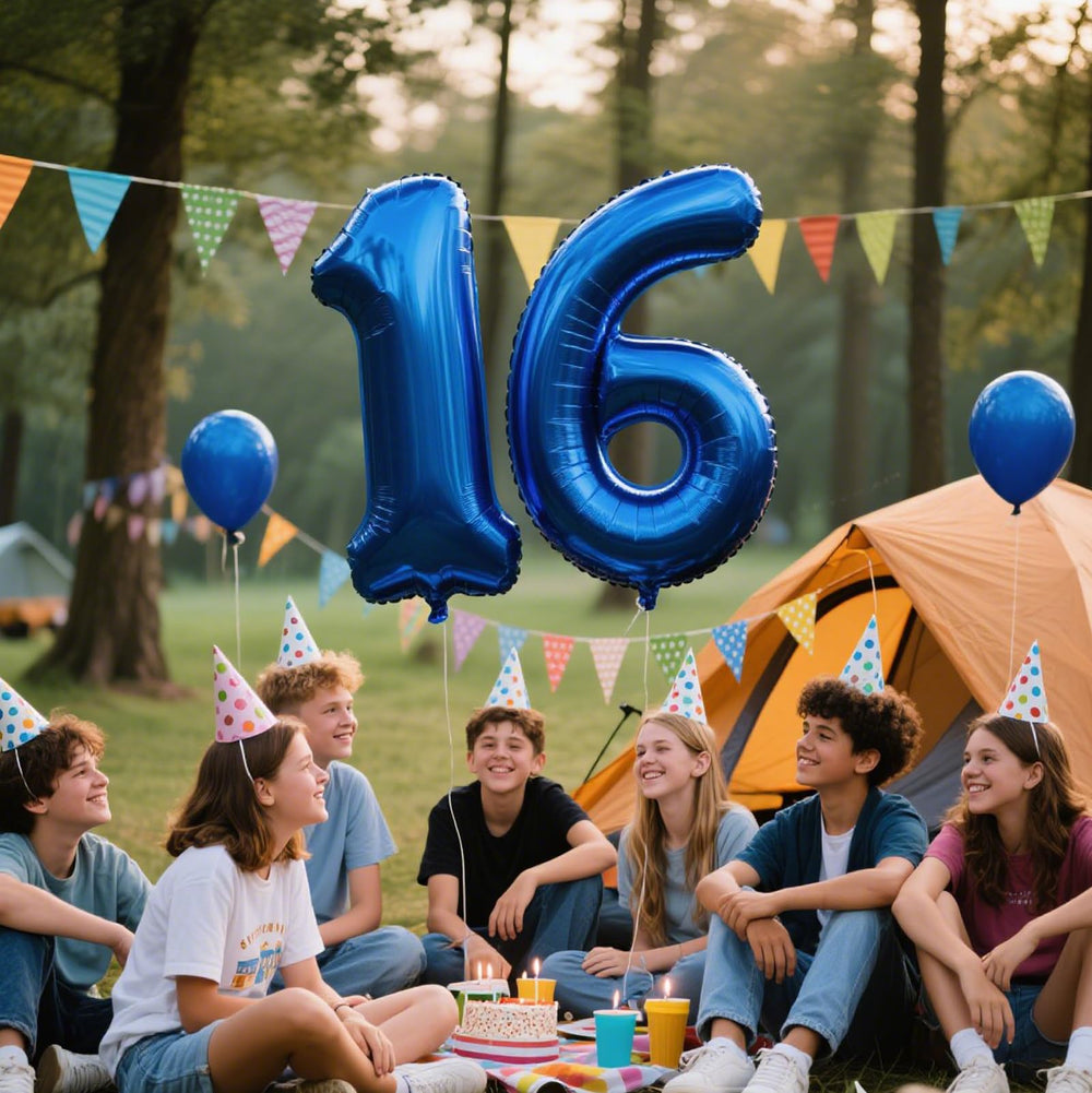 Kelfuoya giant number 16 balloon navy blue creates a focal point for photos and celebrations