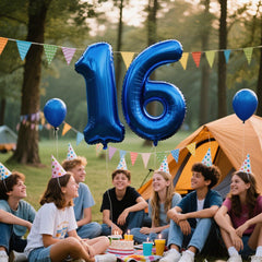 Kelfuoya giant number 16 balloon navy blue creates a focal point for photos and celebrations